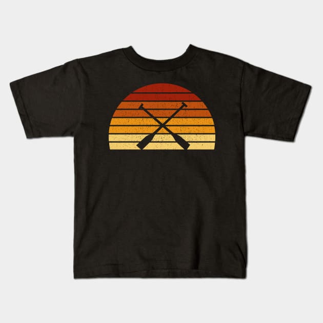 Vintage Sunset Rowing Gift For Rowers Kids T-Shirt by OceanRadar